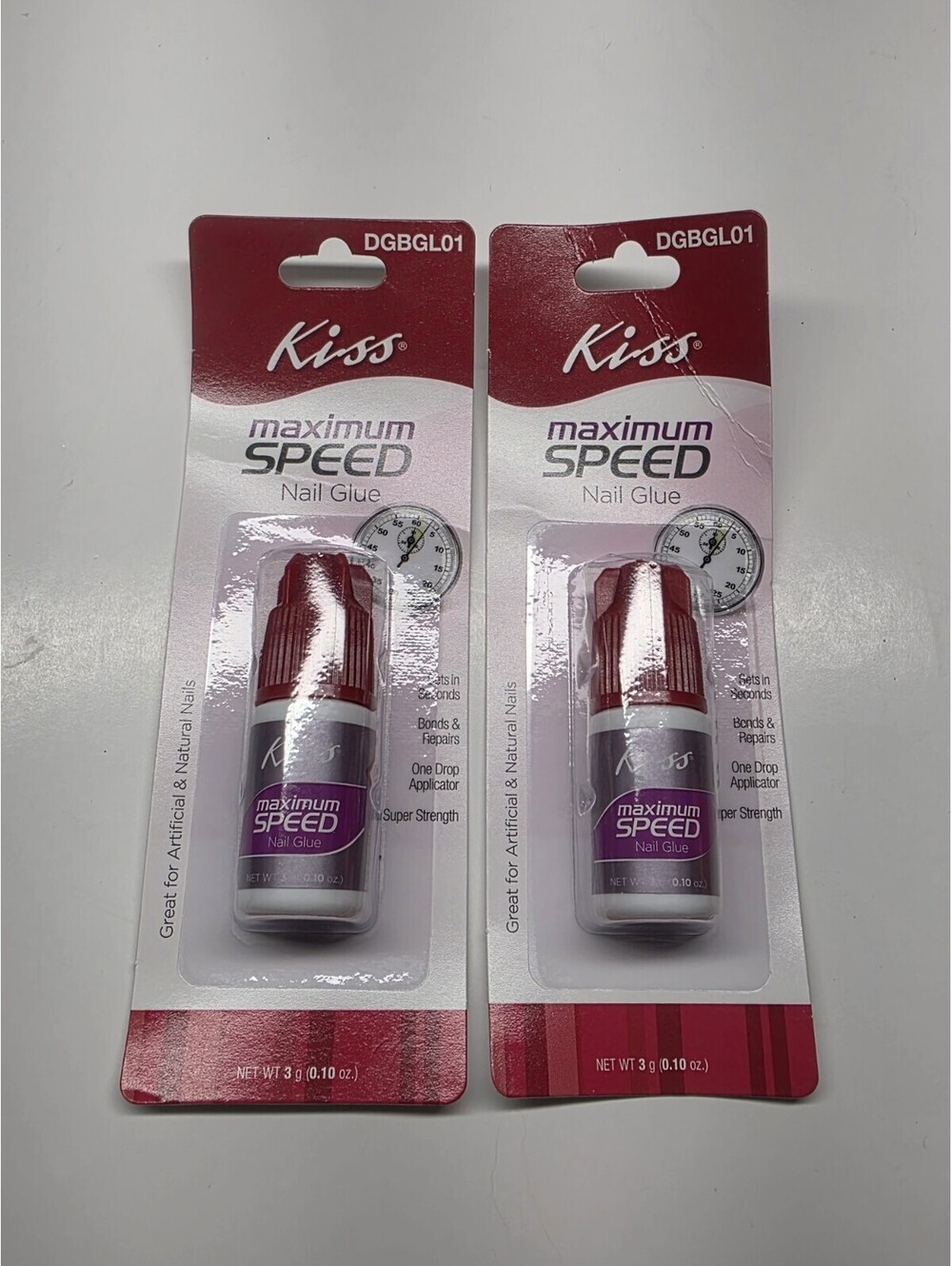 Kiss Mega Maximum Speed Nail Glue Sets In Seconds Fake Nails Lot Of 2 Bottles!